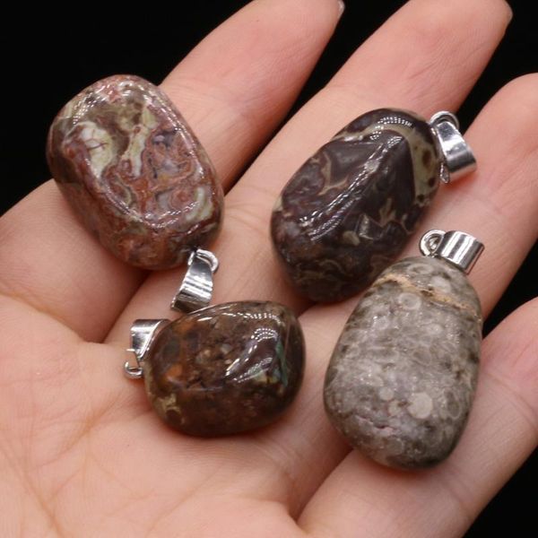 

charms natural semi-precious stone irregular shape pendant making necklace earrings accessories jewelry gift, Bronze;silver