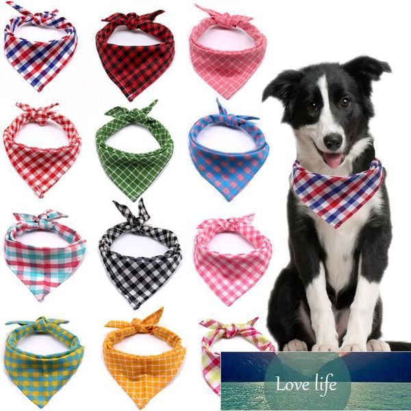 Dog Apparel Pet Bandana Small Middle Bibs Scarf Washable Cozy Cotton Plaid Printing Puppy Kerchief Bow Tie Grooming Accessories Factory price expert design Quality