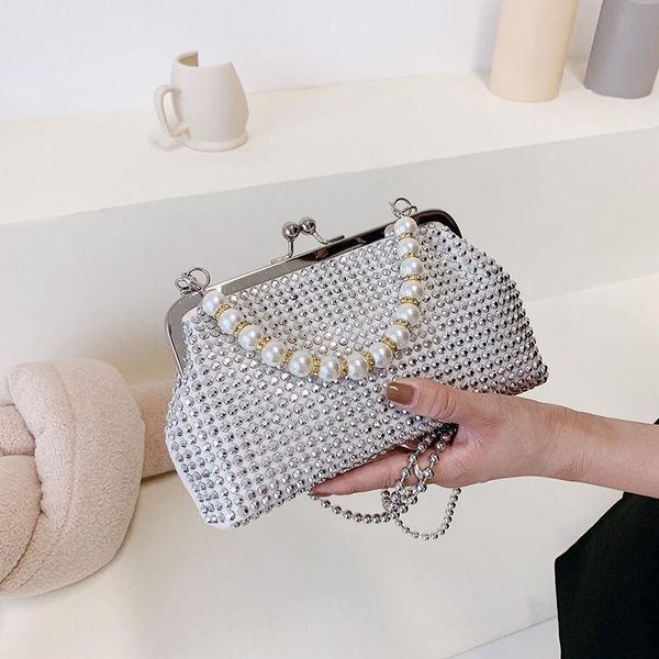 

evening bags 2021 est beads chain women's handbags purses shell lock women shoulder crossbody bag