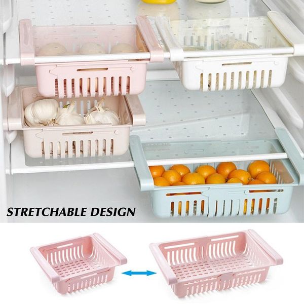

storage bottles & jars adjustable stretchable multifunction kitchen refrigerator rack fridge er shelf holder pull-out drawer