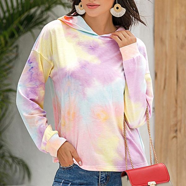 

women's t-shirt chic gradient tie-dye printed hoodies women e girl long sleeves pullover y2k hooded casual sweatshirts female, White