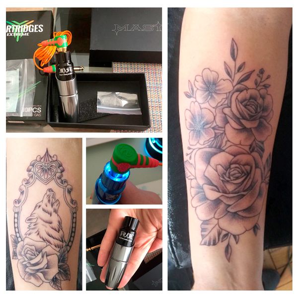 

professional dragonhawk beginner tattoo machine set kit motor rotary pen power needlesscouts