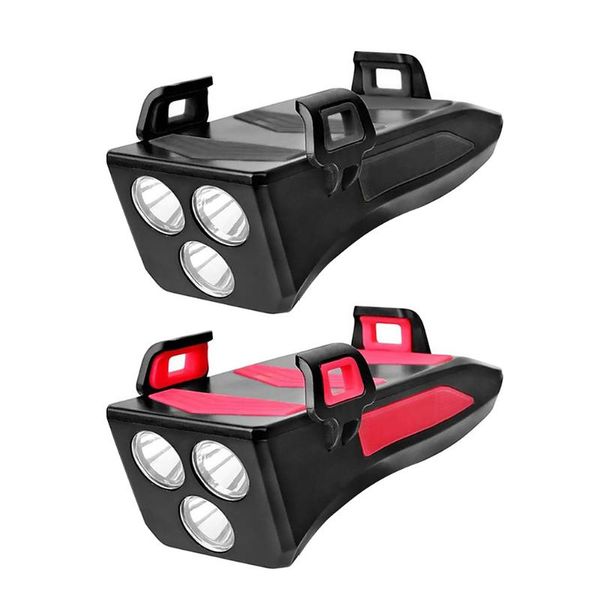 

multi-function bicycle light usb rechargeable led bike head lamp horn holder 4000mah powerbank 4 in 1 mtb cycling front cell phone mounts &