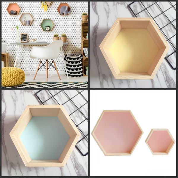 Nordic Hexagon Regal Holz Wandbehang Rack Waben Sechseck Regale für Baby Kind Schlafzimmer 459 V2