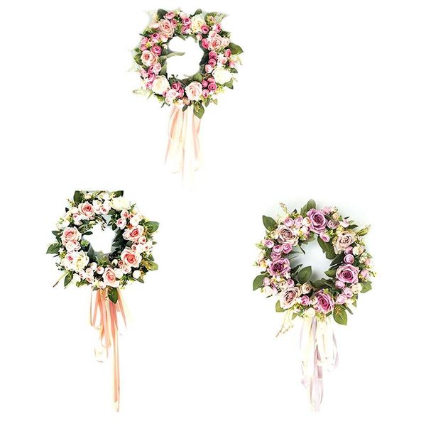 

floral artificial rose wreath door hanging wall window decoration holiday festival wedding decor 32cm decorative flowers & wreaths
