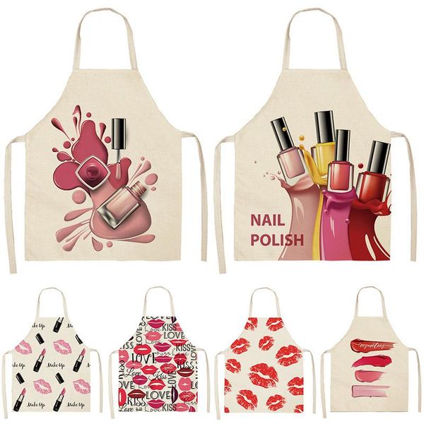 

nail polish lipstick apron kitchen linen aprons bibs household cleaning for women home cooking accessories