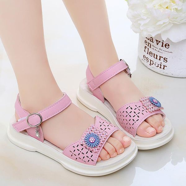 

girls princess sandals 2021 summer children's beach non-slip shoes, Black;red