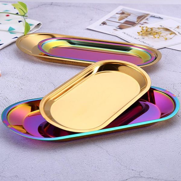 

kitchen storage & organization stainless steel decorative gold plate dish candy trinket jewelry fruit serving tray box