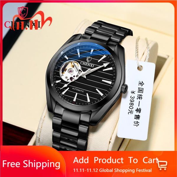 

wristwatches chenxi brand high-end watch men's hollow mechanical waterproof wholesale automatic, Slivery;brown