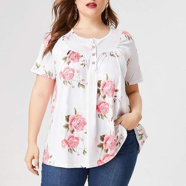 

plus size t-shirt boho summer shirt women fashion printing short sleeves o-neck blouse elegant loose streetwear, Black