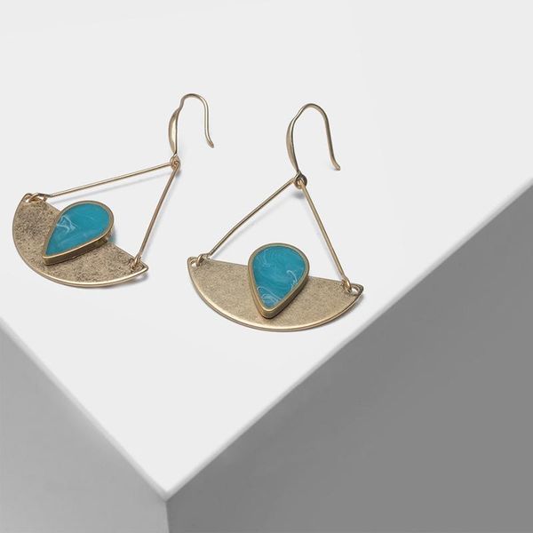 

amorita boutique fan-shaped pendant fashionable natural stone drop earrings dangle & chandelier, Silver