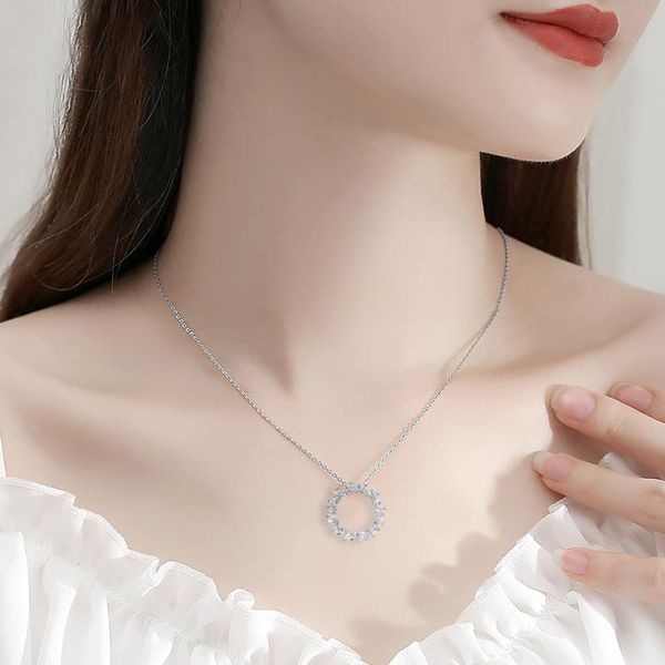 

fashion women sunflower elegant 9 2 5 silvers necklace pendants white sapphires wedding jewelry gift drop pendant necklaces, Silver