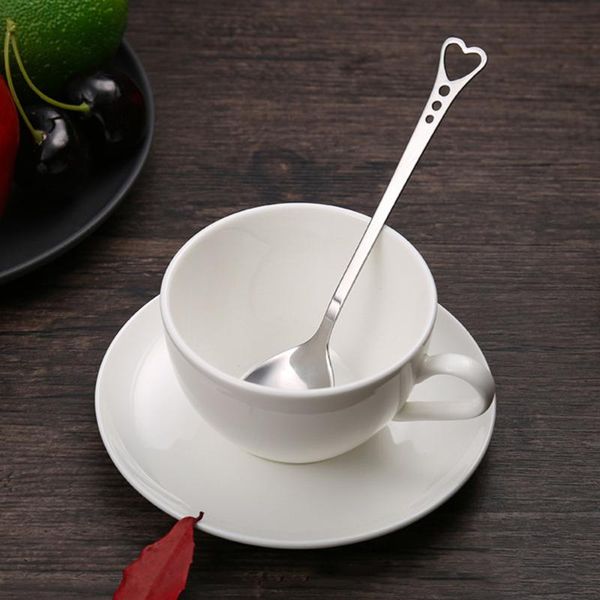 

spoons pcs stainless steel heart shape creative scoop stirring spoon tableware dessert cake coffee for home restaurant (