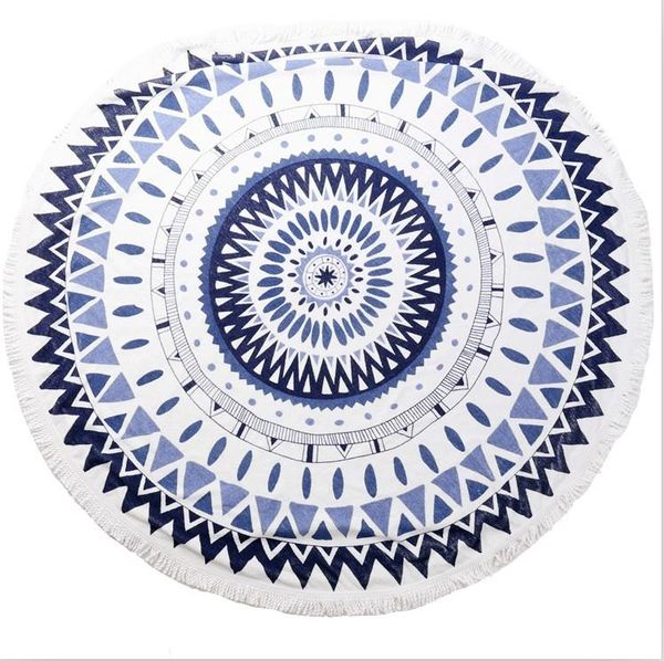 

towel 100% cotton round beach 150*150cm bath tassel decor geometric printed summer style