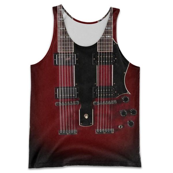 

men' tank fashion summer vest musical instrument electric guitar 3d full print men and women harajuku leisure sports, White;black