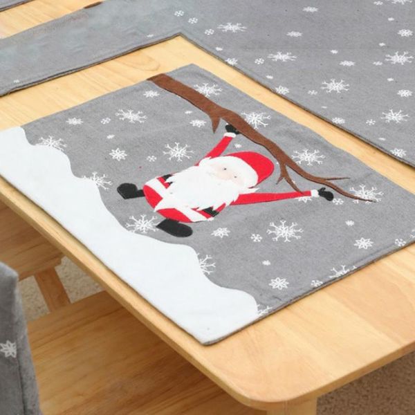 

mats & pads 46x34cm placemat for dining table santa claus mat creative printed heat-resistant kitchen accessories