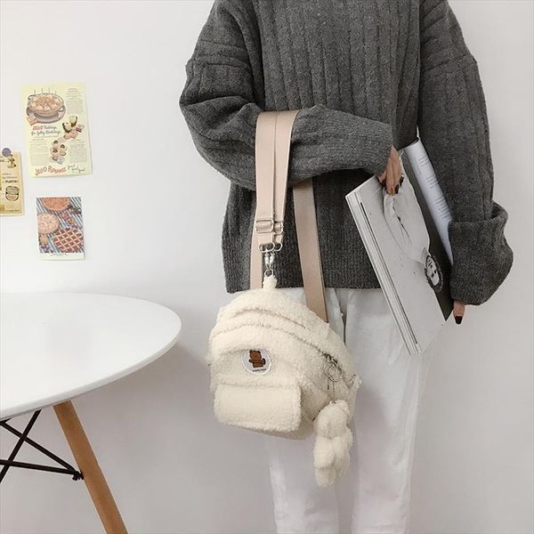 

women mini backpack female lamb like shoulder bag ladies cute kawaii small travel bags plush purse for teenage girls