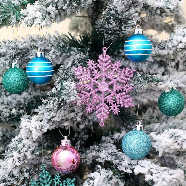 

party decoration 24pcs pink christmas snowflake shaped set ball pendant tree decorations supplies