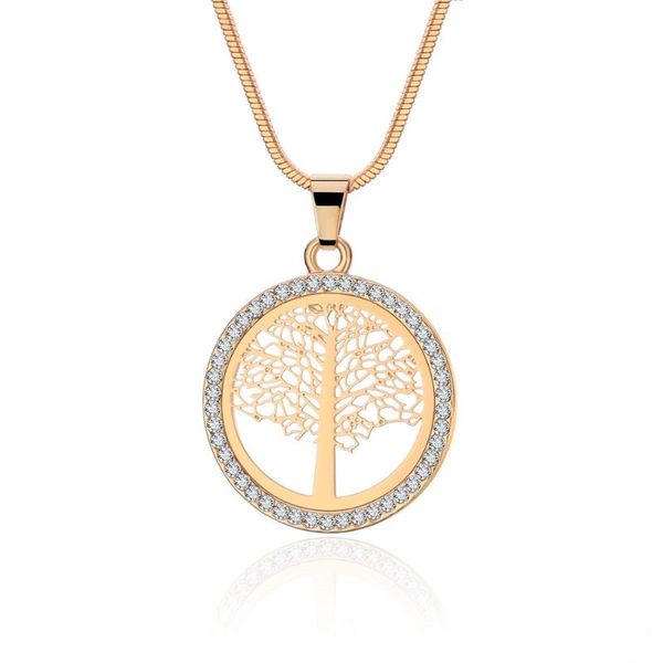 

pendant necklaces tree of life crystal necklace trendy gold elegant women & pendants choker bijoux collier drop, Silver