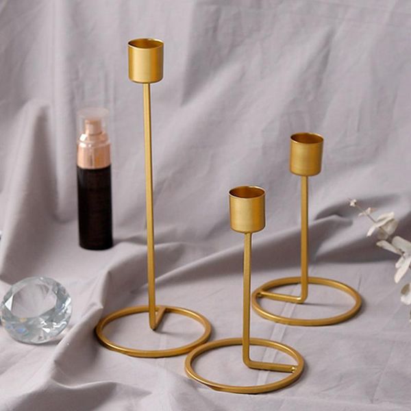 

candle holders gold single head iron 3d geometric candlestick romantic table decor creative home wedding decoration holder crafts