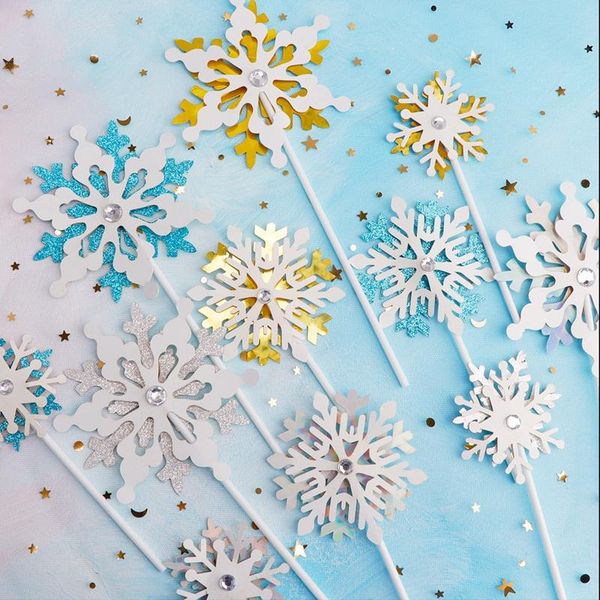 

12pcs glitter snowflake cupcake ers cake picks decoration for birthday wedding baby shower party other festive & supplies