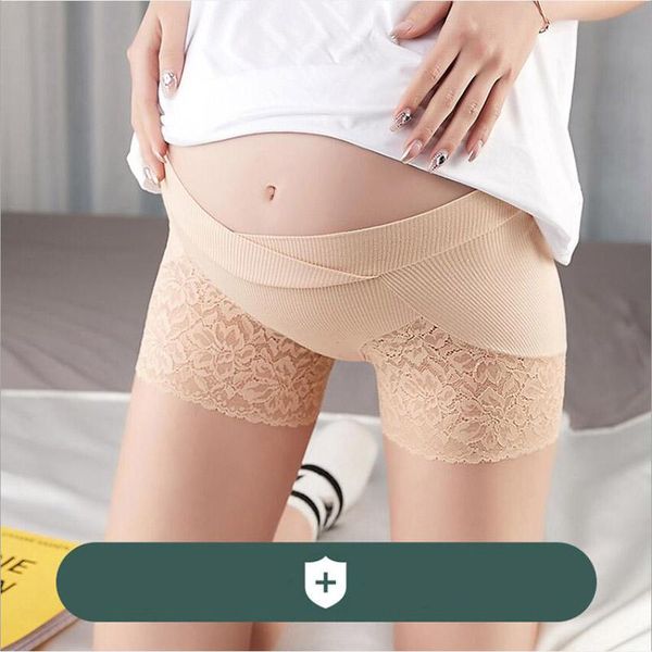 

summer thin cotton maternity legging high waist belly safety shorts casual underpants for pregnant women x136 bottoms, White