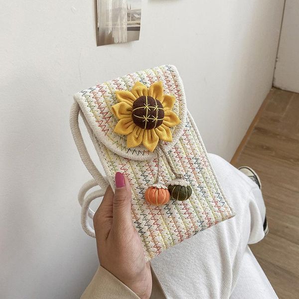

evening bags straw handbags womens for woman lady sunflower hand women's cute crossbody purse clutch phone wallet shoulder bag