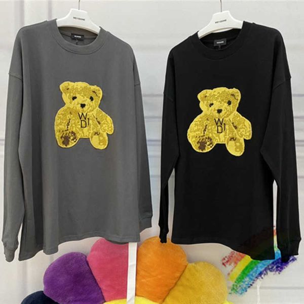 

men's t-shirts t shirts stickers mask bear we11done t shirt men women 1:1 quality washed long sleeve old vintage w8nh, White;black