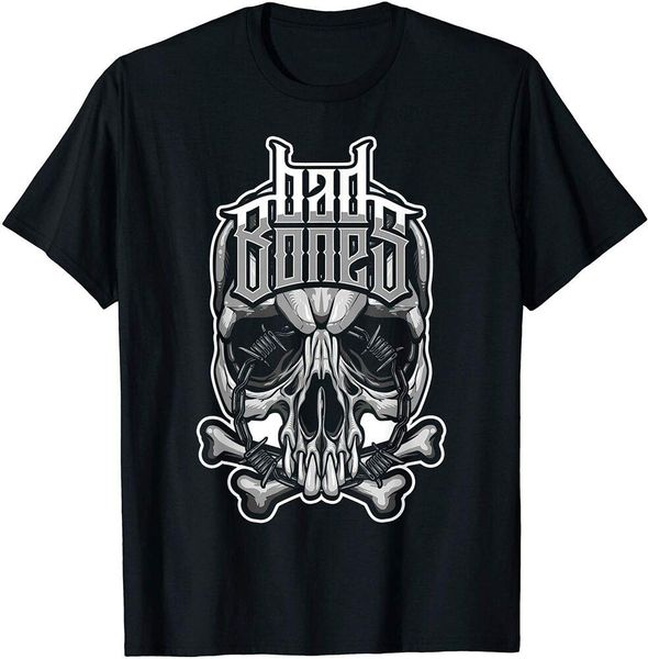 

biker t- shirt, rock tattoo cool skull & barbed wire design. size m-5xl, White;black
