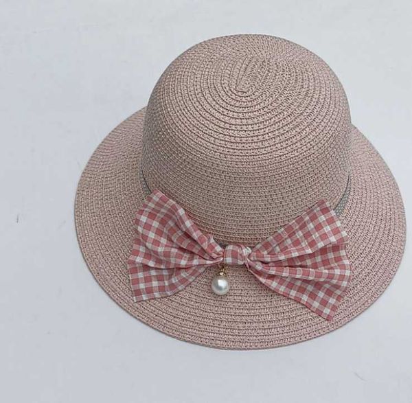 

wide brim hats bow straw hat children's summer sunscreen travel fisherman's drooping, Blue;gray