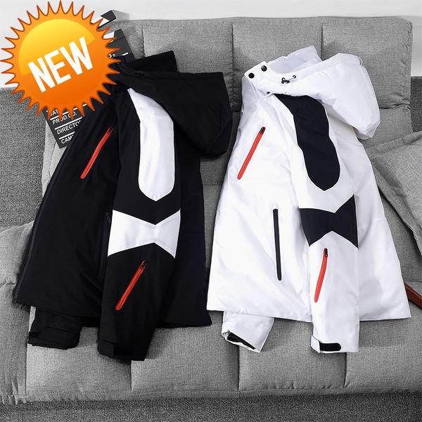 

winter new couple men down jacket black and white stitching duck warm coat mens clothing