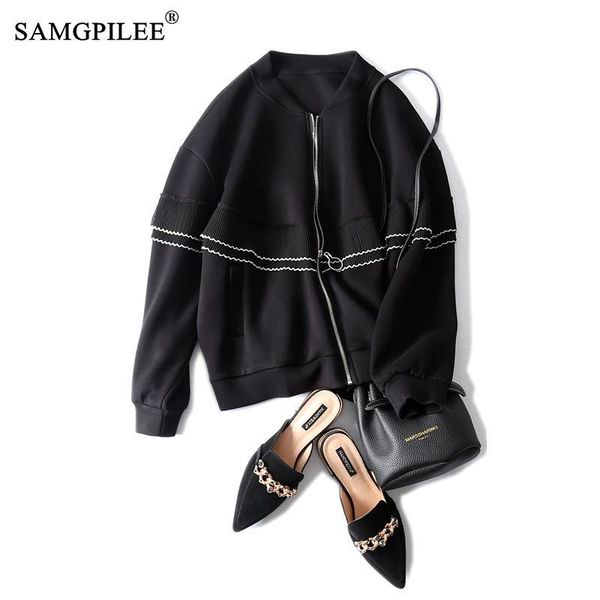 

coats and jackets womens 2021 casual full sleeve striped stand collar zipper slim standard plus size winter jacket for women 4xl women', Black;brown
