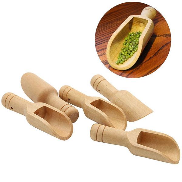 Mini Scoops De Madeira Banho De Salina De Pó De Pó De Pó De Pós Colher Candy Lavanderia Chá Café Colheres Eco Amigável De Madeira Brinquedo Scoop