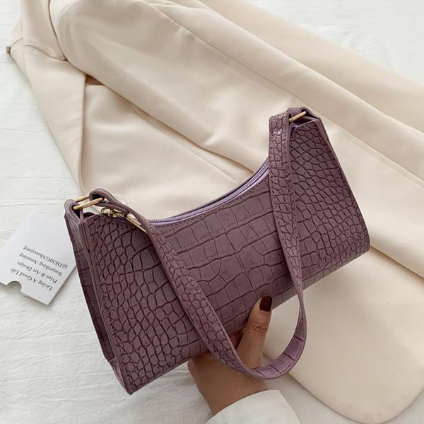 

evening bags retro crocodile pattern shoulder bag for women pu leather armpit france baguette casual female handbags advanced totes