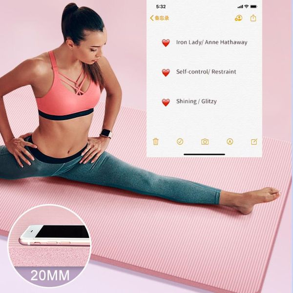

20mm thick non-slip yoga mat 183cm*61cm indoor tapete tasteless pilate mats gym exercise thicken fitness sports pad gymnastics