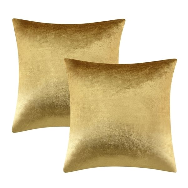 2 pacotes de ouro almofadas decorativas cobre casos para sofá cama sofá moderno luxo veludo casa lance travesseiros capas prata verde 210317