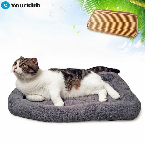 

cat beds & furniture yourkith summer bed soft with bamboo mat pet supplies cushion breathable dirt-resistant kennel non-slip