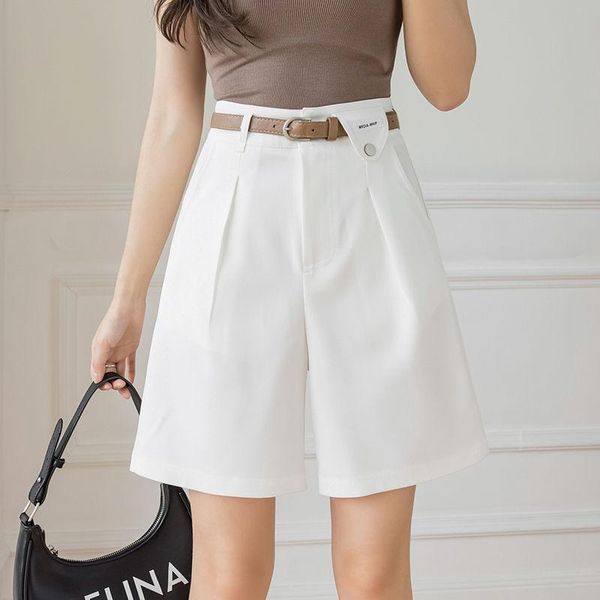 

women's shorts fashion 2021 summer women high waist sweet casual cute korean style office inner for with belt, White;black