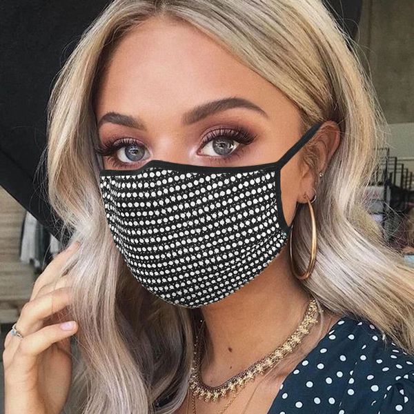 

creative personality black sequin mask filter dustproof washable cloth mask