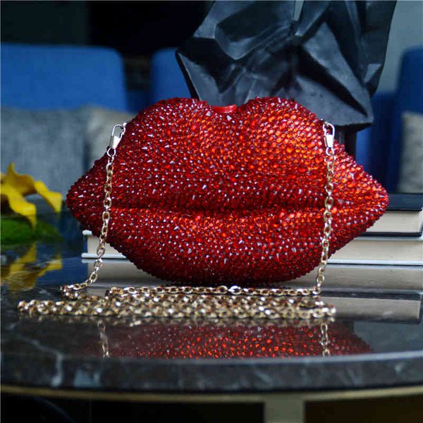 

luxury diamond inlaid nightclub holding party bag acrylic lip chain dinner female