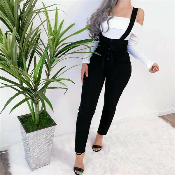 

belt overalls dungarees oversize women jumpsuit strap solid tracksuit harem trousers playsuit plus size, Black;white