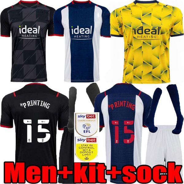 

men 21 22 west brom soccer jerseys livermore diang brunt bromwich albion home away 2021 2022 townsend robinson krovinovic kids kits footbal, Black;yellow