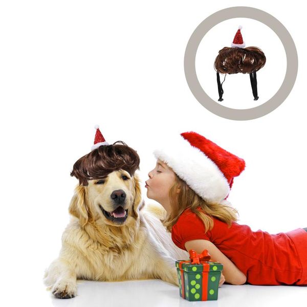 

cat costumes 1pc xmas dog wig hat decorative pet headwear christmas fake hair with