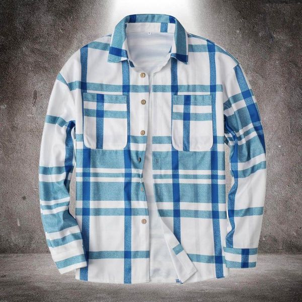 

men's jackets casual shirt jacket single-breasted plaid printing long sleeve turn-down collar light business lapel, Black;brown