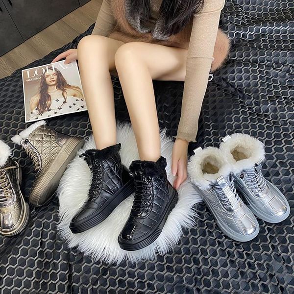 

boots add velvet padded snow women fall/winter 2021 plush warm women., Black