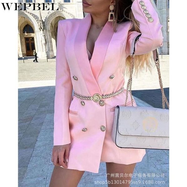 

women's suits & blazers wepbel blazer women 2021 slim jacket female double breasted metal lion buttons coat, White;black