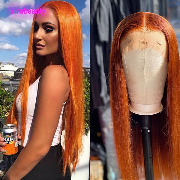 

peruvian virgin human hair 13x4 lace front wig straight 350# color yirubeauty products 12-32inch wigs remy 150% 180% 210% density part, Black;brown