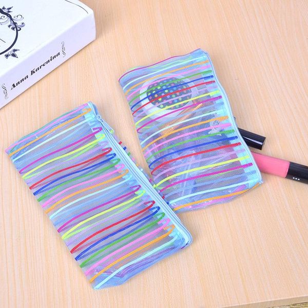 

pencil cases 1 pcs colorful lines pencils bags cute plush case 2021 large capacity school supplies stationery pen box