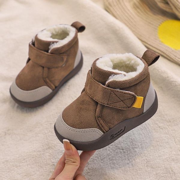 

boots cozulma baby snow 1-4 years girls boys winter with fur shoes kids soft bottom toddler cotton 15-24, Black;grey