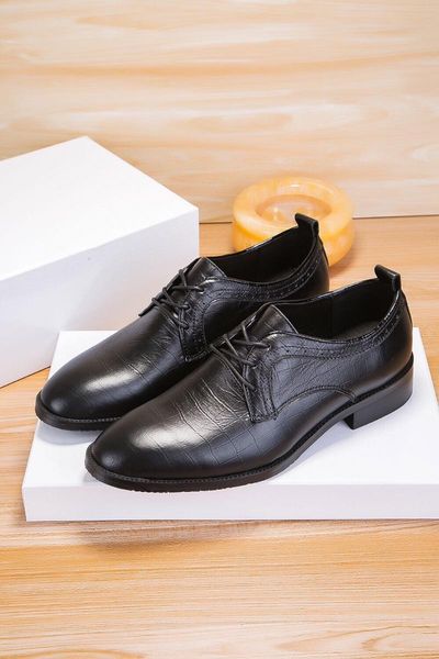 

dress shoes fashion classic retro business men genuine leather casual luxury lace-up banquet, Black